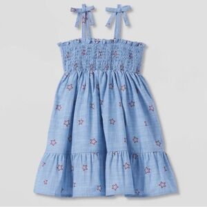 Cat & Jack Chambray Tiered Star Print Kids Dress - NWT
